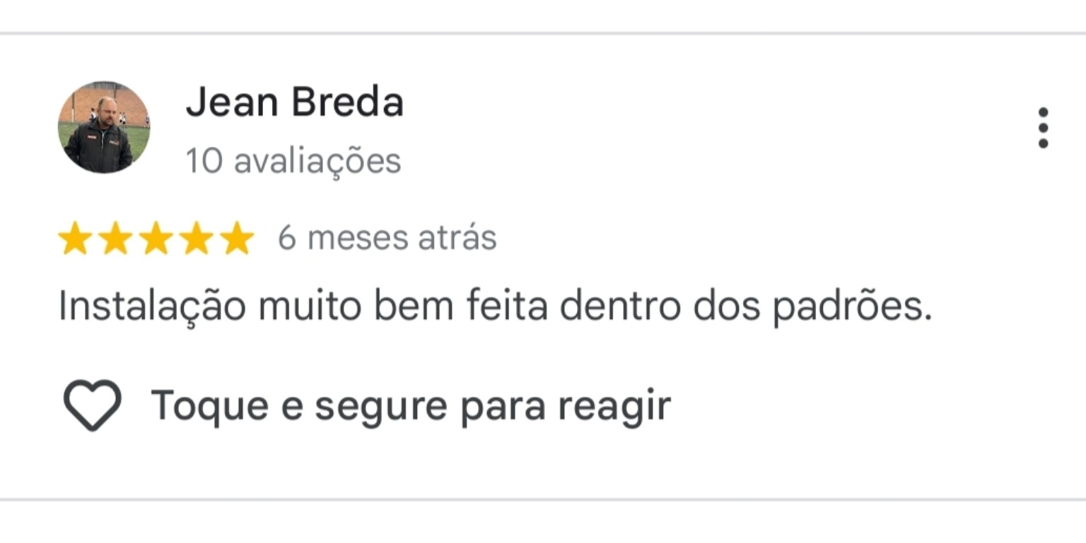Avaliação de Jean Breda: Instalação muito bem feita dentro dos padrões.